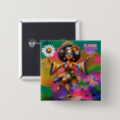 カラフル-Meヒッピーのシックなフラワーボタン 缶バッジ (正面&裏面)