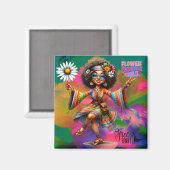 カラフル-meヒッピーのシックなフラワーマグネット マグネット (正面/裏面)