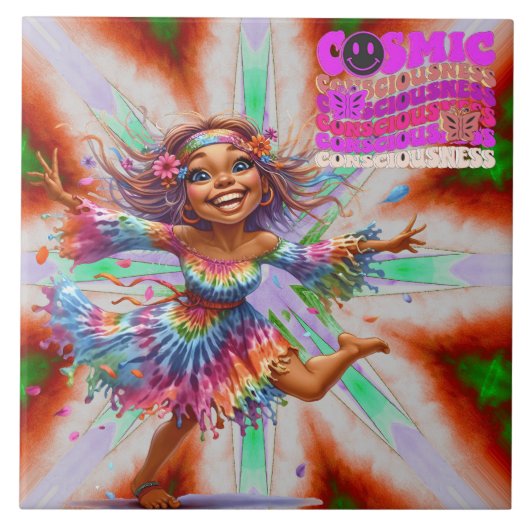 カラフル-meヒッピーのシックな宇宙セラミックタイル タイル (正面)