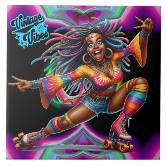 カラフル-meヒッピーヴィンテージセラミックタイル タイル (正面)