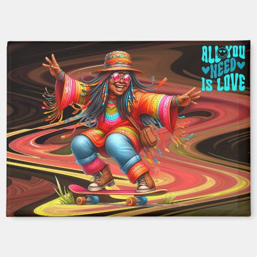 カラフル-Me Hippie Chic All You Need Magnet マグネット (正面)
