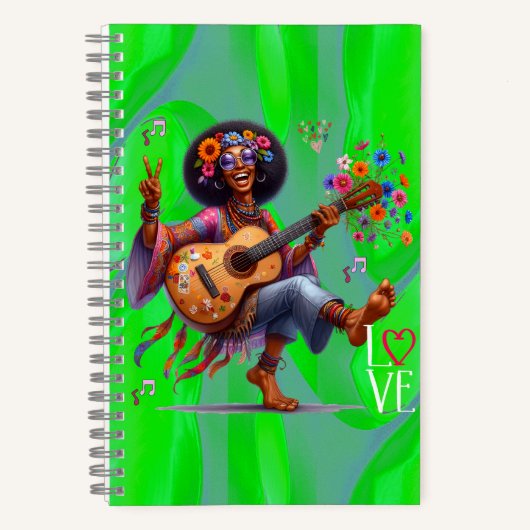 カラフル-me Hippie Chic LOVE Spiral Notebook ノートブック (正面)