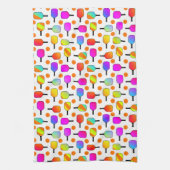 カラフル, Pickleball Paddles, Orange Pickleballs キッチンタオル (縦)