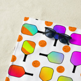 カラフル, Pickleball Paddles, Orange Pickleballs ビーチタオル