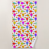 カラフル, Pickleball Paddles, Orange Pickleballs ビーチタオル (正面)