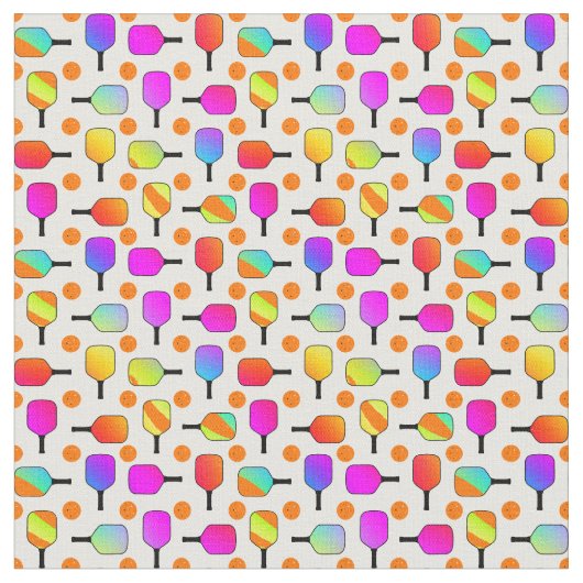 カラフル, Pickleball Paddles, Orange Pickleballs ファブリック (クローズアップ)