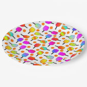 カラフル, Pickleball Paddles, Orange Pickleballs ペーパープレート (アングル)