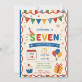 カラフル SEVEN 7歳の誕生日パーティー 招待状 (正面)