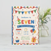 カラフル SEVEN 7歳の誕生日パーティー 招待状 (スタンド正面)