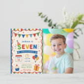カラフル SEVEN 7歳の誕生日パーティー 招待状 (スタンド正面)