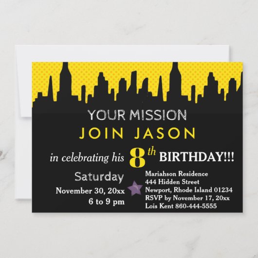 *~* カラフル SUPERHEROS子供の誕生日パーティー 招待状 (裏面)