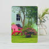 カラフルAdirondack椅子のフローラ写真 招待状 (スタンド正面)