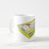 カラフルAmerican Money現金とコイン コーヒーマグカップ (正面左)