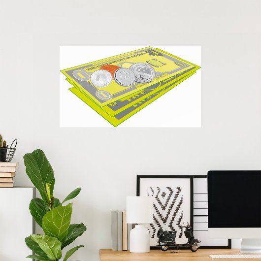 カラフルAmerican Money現金とコイン ポスター