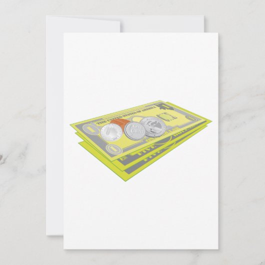 カラフルAmerican Money現金とコイン 招待状 (正面)