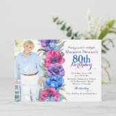 カラフルAnemoneフローラ写真80誕生日 招待状 (スタンド正面)