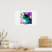 カラフルArtポップ・アートの Editable Cat and butterfly ポスター (キッチン)
