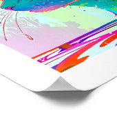 カラフルArtポップ・アートの Editable Cat and butterfly ポスター (角)