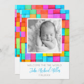 カラフルArtモダン Photoベビーの発表 シーズンカード (正面/裏面)