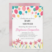 カラフルBalIoonsの赤ちゃんシャワーの招待 招待状 (正面/裏面)