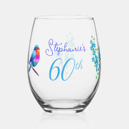 カラフルBirdie Me忘れ Notフローラ60th誕生日 ステムなしワイングラス