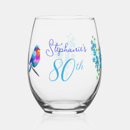 カラフルBirdie Me忘れ Notフローラ80th誕生日 ステムなしワイングラス