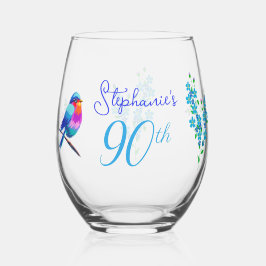カラフルBirdie Me忘れ Notフローラ90th誕生日 ステムなしワイングラス