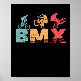 カラフルBMXバイクもしくは自転車に乗る人おもしろい自転車モトクロス自 ポスター