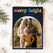 カラフルBrightメリー Archクリスマス家族の写真 シーズンカード