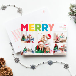 カラフルBright Year in Reviewメリー Five Photo シーズンポストカード