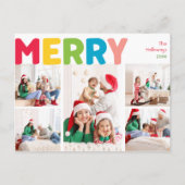 カラフルBright Year in Reviewメリー Five Photo シーズンポストカード (正面)