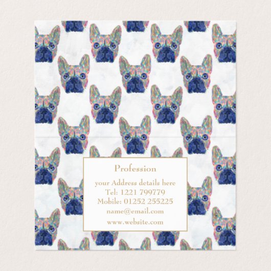 カラフルBulldogフランスのブラシストロークハンド絵を描 名刺 (内部フラット)