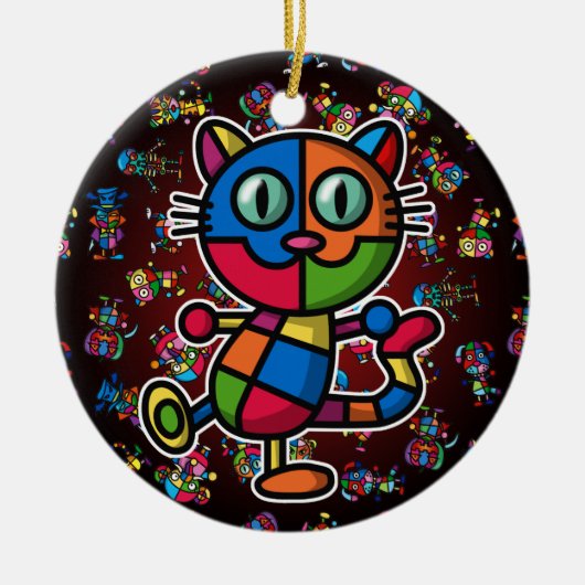 カラフルcat2 セラミックオーナメント (正面)