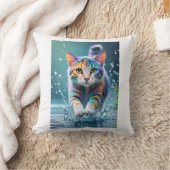 カラフルcat、スプラッシュ絵を描、着色グレーディング クッション (ブランケット)