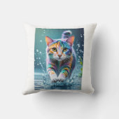 カラフルcat、スプラッシュ絵を描、着色グレーディング クッション (裏面)