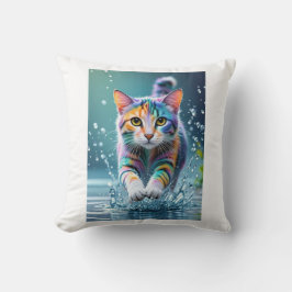 カラフルcat、スプラッシュ絵を描、着色グレーディング クッション