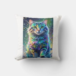 カラフルcat、スプラッシュ絵を描、着色グレーディング クッション
