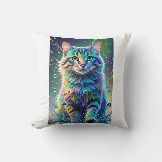 カラフルcat、スプラッシュ絵を描、着色グレーディング クッション (正面)