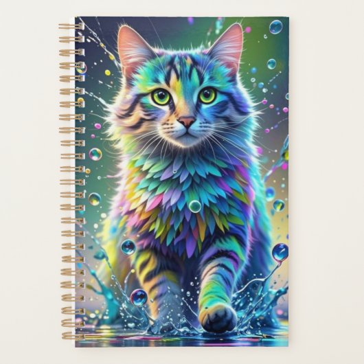 カラフルcat、スプラッシュ絵を描、着色グレーディング プランナー手帳 (正面)