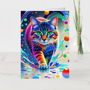カラフルcat、スプラッシュ絵を描、着色グレーディング 箔グリーティングカード