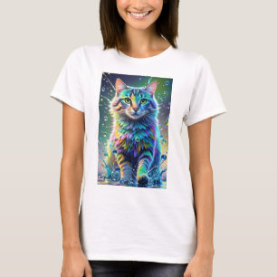 カラフルcat、スプラッシュ絵を描、着色グレーディング tシャツ