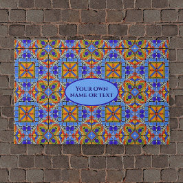 カラフルCathedral Mosaic Floor & your text ドアマット