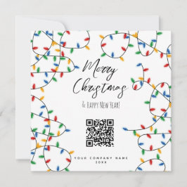 カラフルChristmas Lights Company Business QRコード シーズンカード