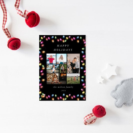 カラフルChristmas Lights Multiple Photos シーズンカード