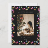 カラフルChristmas Lights One Photo シーズンカード (正面)