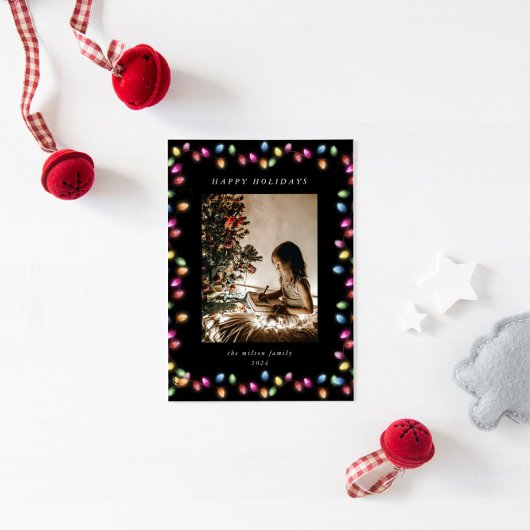 カラフルChristmas Lights One Photo シーズンカード