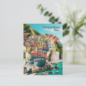 カラフルCinque Terre，イタリア – カスタマイズ可能な写真 ポストカード (スタンド正面)