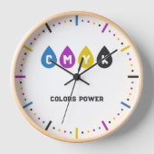カラフルCMYKインク滴定時計 壁時計 (正面)