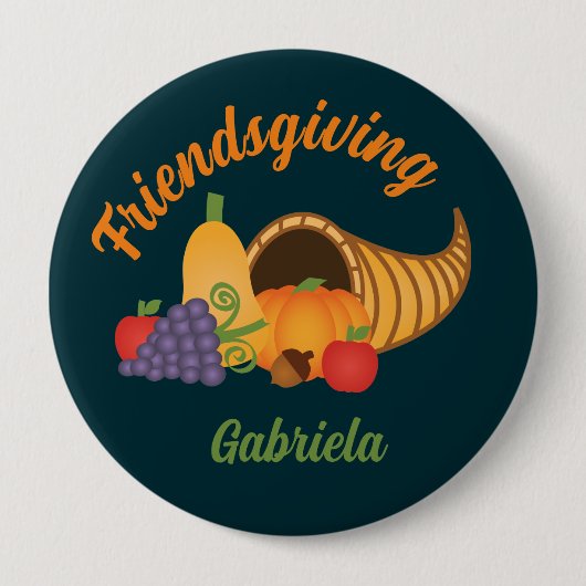 カラフルCornucopiaフレンドリーパーティー名タグ 缶バッジ (正面)