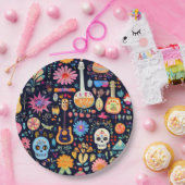 カラフルDia de los muertosパターン ペーパープレート (パーティー)